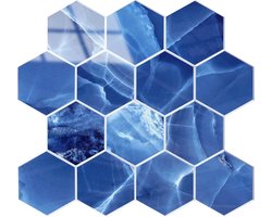 Zelfklevende Mozaïek Steenstrip Hoogglans Hexagon Onyx Blauw