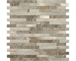 Zelfklevende Mozaïek Steenstrip Japandi Taupe Beige Mix