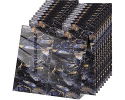 Zelfklevende Muursticker - 40 stuks, 30x60 cm, Marmer Patroon, Waterdicht XPE Schuim - voor Keuken & Badkamer，Zwart