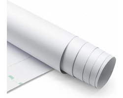 Zelfklevende plakfolie wit 61 x 500 cm waterdicht vinyl - voor meubels, keuken, wand, commode, kast, tafel - meubelfolie