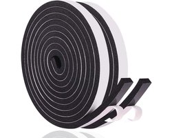 Zelfklevende Raamafdichtingstape - Isolatietape voor Energiezuinig Wonen, 12mm x 6mm / 8m, Zwart