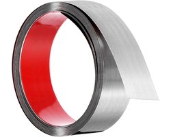 Zelfklevende Spiegelrand - Sierstrip Tegels - Huis Decoratie - Geborstelde Afwerking - 4 m x 50 mm - Zilver