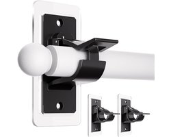Zelfklevende stanghouders voor gordijnroedes zonder boren - Set van 2 - Zwart - Gordijnstanghaken met plakstrip - Gordijnhangers voor badkamer