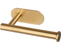 Zelfklevende toiletpapierhouder - Geborsteld goud - Roestvrij staal - Wandmontage voor keramische, glazen en stenen tegels (zelfklevend goud)