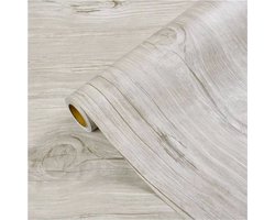 Zelfklevende Vinyl Licht Hout Imitatie Papier Behang - 40CMX3M - Lichtgrijze Phoebe