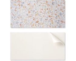 Zelfklevende vinyl wandbekleding met print, 120x60 cm, met mozaïekpatroon van steen.