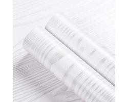 Zelfklevende Vinyl Wrap Wit Hout Contact Papier Schil en Stok 40CMx5M - Voor Tafel Bureau Werkblad Vinyl Bedekking Waterdicht
