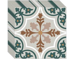 Zelfklevende Vloertegel Sticker 1 Stuk | Waterbestendige Muursticker 30 x 30 cm | Plak en Klaar voor Woonkamer, Keuken, Badkamer, Kaptafel | Groen-Bruin