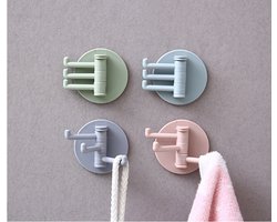 Zelfklevende Wandhaken I Handdoek Haak I Bestek Haak I Handdoek Houder I Draaibare Haak I 4 Stuk I Beige