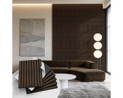 Zelfklevende Wandpanelen - Lamellen Panelen - Akoestische Isolatie - Moderne Houtlook - 16 Stuks 40x30cm - Donkerbruin