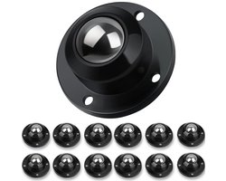 Zelfklevende wielen - Set van 12 - Kogelpot voor Meubels - 360 Graden Zwenkwielen - Meubelrol & Kogellager - Verschuiven van meubels - Meubelbeslag - Zwart