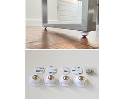Zelfklevende wielen/Meubelwielen/Zwenkwielen/Universeel/Verschuiven van meubels/WIT (SET VAN 4)