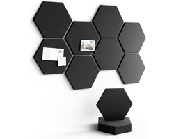 Zelfklevende Zeshoekige Geluidsisolerende Platen - 8 Stuks - 30 × 26 × 0,9 cm - Geschikt voor Kantoor Klaslokaal en Thuis - Absorbeert Geluid en Vermindert Echo - Eenvoudig te Bevestigen op Wand of Meubel - Zwarte Acoustische Panelen
