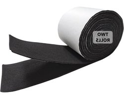Zelfklevende zwarte viltdoppen 10 cm x 25 m - 14 mm dik - 2 rollen zelfklevend viltband voor stoelen en meubels