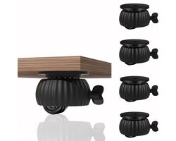 Zelfklevende zwenkwielen, Kleine 360 ​​graden roterende met rem voor meubels, opbergdoos, dweil-emmer, kleine universele katrollen, 360 graden draaibare zwenkwielen voor apparaten, tafelpoten, plantenbakken, 4-pack (zwart)