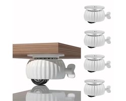 Zelfklevende zwenkwielen, Kleine 360 ​​graden roterende met rem voor meubels, opbergdoos, dweil-emmer, kleine universele katrollen, 360 graden draaibare zwenkwielen voor apparaten, tafelpoten, plantenbakken, 4-pack (Wit)