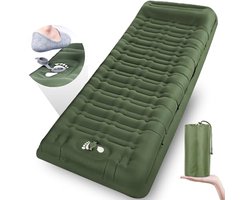 Zelfopblazende Campingmat, 12 cm Dikke Ultrazachte Slaapmat voor Buiten, Lichtgewicht Opblaasbaar Luchtmatras met Voetpomp en Kussen