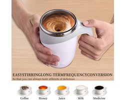 Zelfroerende mok 400 ml - 7000 tpm, USB, roestvrij staal, automatisch roeren, slimme koffiemok met handvat en deksel voor koffie, melk, cacao - voor kantoor, reizen