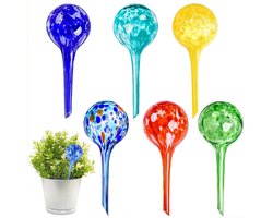 Zelfwaterende Plant Watering Globes Stakes - 6 stuks kleurrijke glazen bewateringsapparaten - Automatische bewateringsbollen voor tuinplanten binnen en buiten