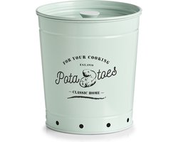 Zeller Aardappelbak - met deksel - metaal - mintgroen - 20 x 21 cm - 6.5L