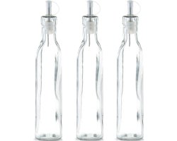 Zeller Azijnfles of Oliefles - 3x - glas - 270 ml - schenktuit - Doseerflessen voor op tafel