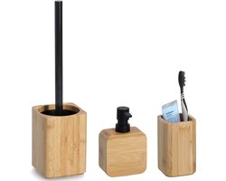 Zeller badkamer accessoires set 3-delig - bamboe hout - luxe kwaliteit