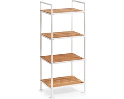 Zeller Badkamerkastje - 4 planken - wit - hout - 39 x 95 cm - opberg kasten stellingen
