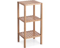Zeller Badkamerkastje met 3 planken - bruin - hout - 37 x 80 cm - Keuken/badkamer kastje - plankenkast