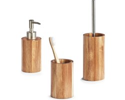 Zeller badkamer/toilet accessoires set - 3-delig - Acacia hout - luxe