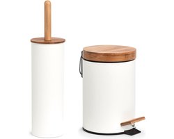 Zeller Badkamer/toilet accessoires - WC-borstel en pedaalemmer 3L - wit