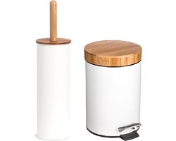 Zeller Badkamer/toilet accessoires - WC-borstel en pedaalemmer 3L - wit