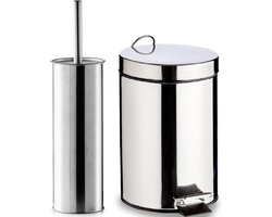 Zeller Badkamer/toilet accessoires - WC-borstel/pedaalemmer 5L- zilver