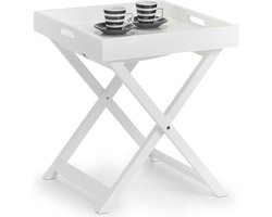 Zeller Bijzettafel - inklapbaar - wit - hout - 40 x 46,5 cm - afneembaar dienblad