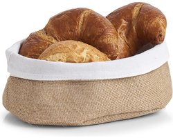 Zeller Broodmandje - jute - 22 x 15 cm - serveermandjes - ovaal