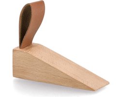 Zeller Deurstopper/wig - hout/kunststof - bruin - 11 x 4 x 3 cm - bescherming