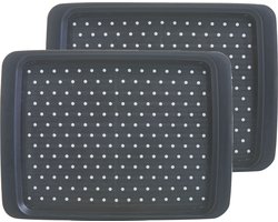 Zeller dienblad - 2x - antislip - grijs - kunststof - 35 x 26 cm