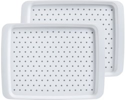 Zeller dienblad - 2x - antislip - wit - kunststof - 35 x 26 cm