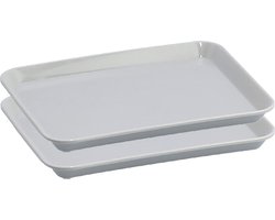 Zeller dienblad - 2x - rechthoek - grijs - kunststof - 24 x 18 cm