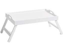 Zeller Dienblad - MDF - met poten - inklapbaar - wit - ontbijt op bed - 56 x 35 cm