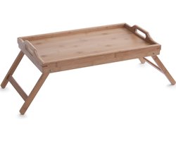 Zeller Dienblad/serveerblad - met inklapbare poten - bamboe hout - 50 x 30 cm