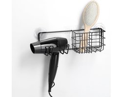 Zeller doucherekje/badkamer rekje - metaal - zwart - 27 x 9,5 cm