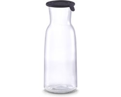 Zeller glazen karaffen - met siliconen deksel - 700 ml - waterkaraf - D8 x H21 cm - karaf