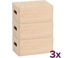 Zeller Houten kist met deksel small - Small - 3 stuks (voordeelbundel)