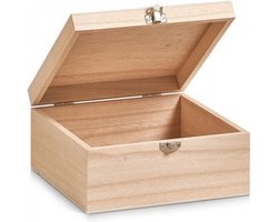 Zeller Houten kistje met deksel en sluiting small