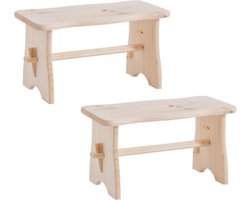 Zeller Houten voetenbankje/krukje - Set van 2x stuks - 39 x 19 x 21 cm - Planten ophoger - Bijzettafeltje