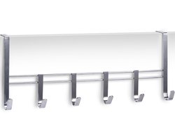 Zeller Kapstok - 2x - met 6 haken - zilver - metaal - 51 cm - deurhanger
