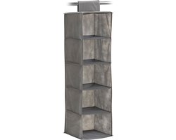 Zeller kast organizer - hangend - 5 vakken - 28 x 28 x 95 cm - grijs