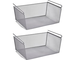 Zeller Kastmandje - 2x - opberg/hang mandjes - metaal - 43 x 26 x 19 cm - draadmand