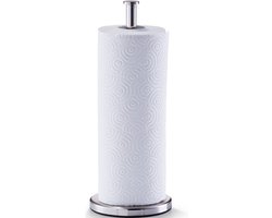 Zeller Keukenrolhouder - rond - zilver - RVS - 13x32 cm