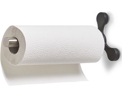 Zeller Keukenrolhouder - Rond - Zilver - RVS - Zuignappen - 14x33cm